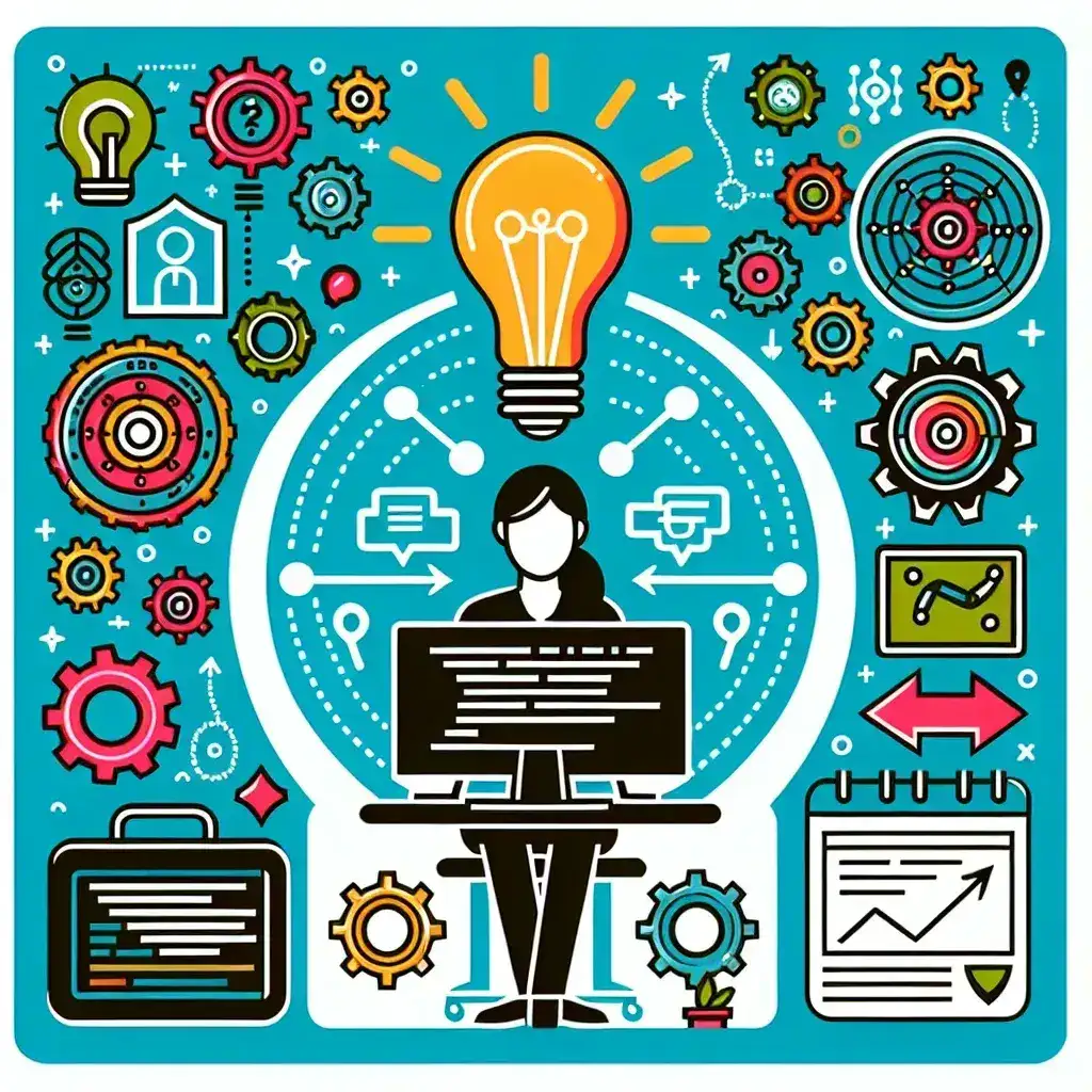 "Seorang programmer bekerja di laptop, mengembangkan brand pribadi melalui desain website dan strategi media sosial dalam konteks pengembangan karir teknologi."
